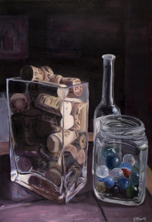 glass with marbles painting